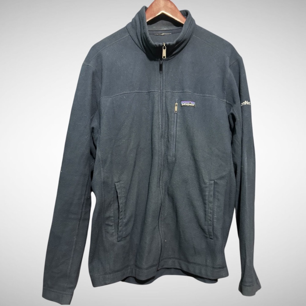 Patagonia Jacket Mens XL Solid Blue Full Zip Chest Pocket Fleece Outdoor Hiking